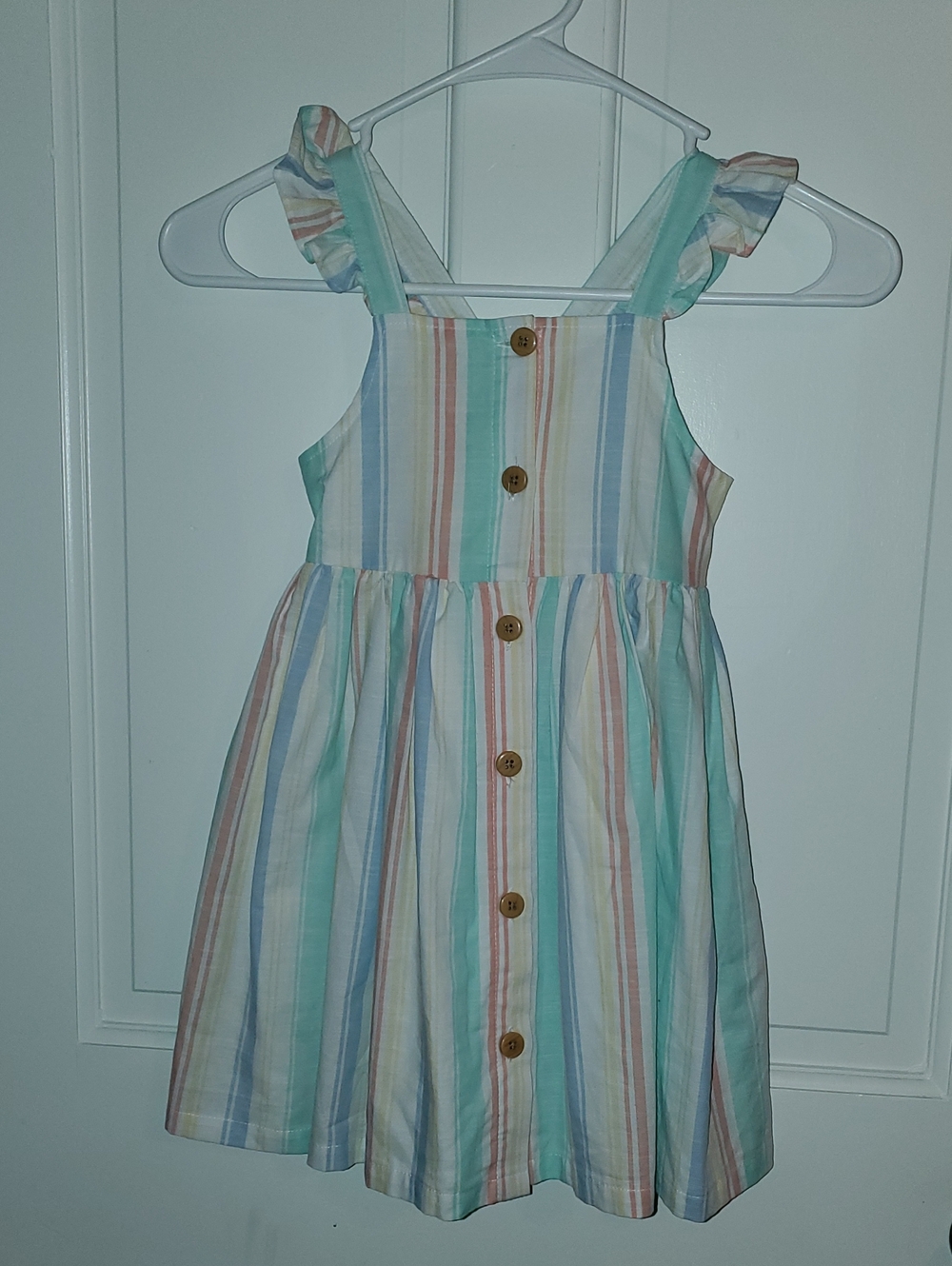 LITTLE ME Girls' Pastel Stripe Button-Front Sundress